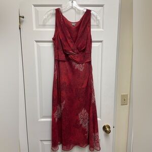 Ann Taylor Red Lace Midi Dress